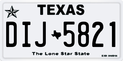 TX license plate DIJ5821