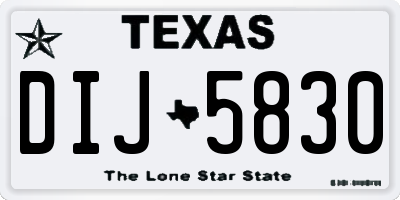 TX license plate DIJ5830