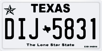 TX license plate DIJ5831