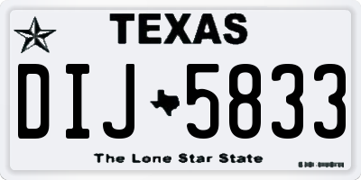 TX license plate DIJ5833
