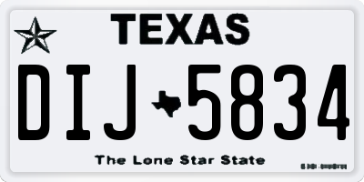 TX license plate DIJ5834