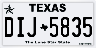TX license plate DIJ5835