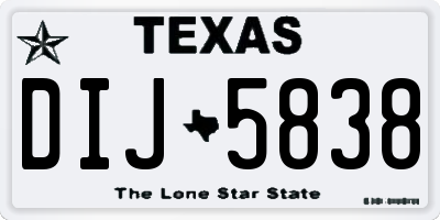 TX license plate DIJ5838