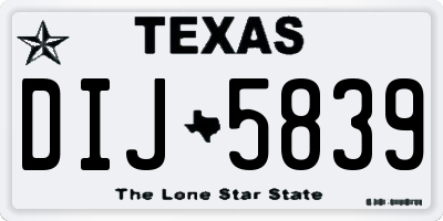 TX license plate DIJ5839