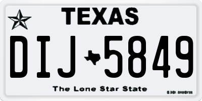 TX license plate DIJ5849