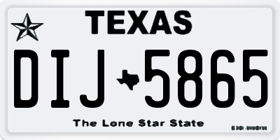 TX license plate DIJ5865