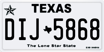 TX license plate DIJ5868