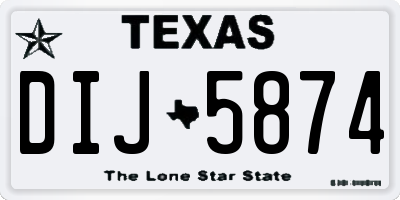 TX license plate DIJ5874