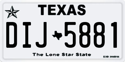 TX license plate DIJ5881