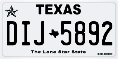 TX license plate DIJ5892