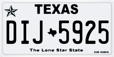 TX license plate DIJ5925