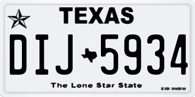 TX license plate DIJ5934