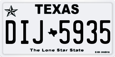 TX license plate DIJ5935