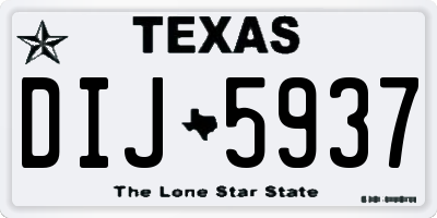 TX license plate DIJ5937