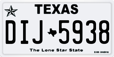 TX license plate DIJ5938