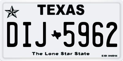 TX license plate DIJ5962