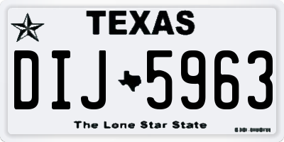 TX license plate DIJ5963