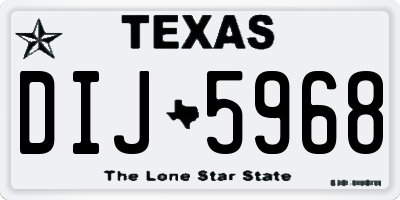 TX license plate DIJ5968