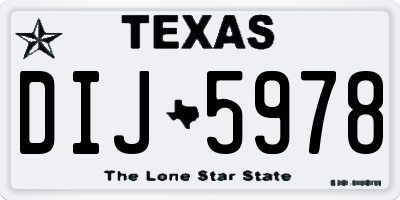 TX license plate DIJ5978