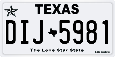 TX license plate DIJ5981
