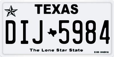 TX license plate DIJ5984