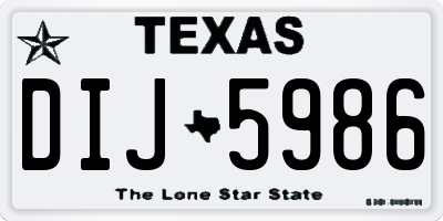 TX license plate DIJ5986