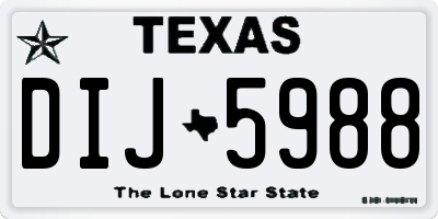 TX license plate DIJ5988