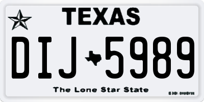 TX license plate DIJ5989