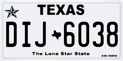 TX license plate DIJ6038