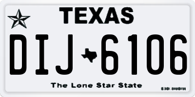 TX license plate DIJ6106