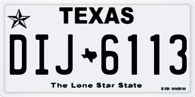 TX license plate DIJ6113