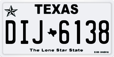 TX license plate DIJ6138