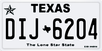 TX license plate DIJ6204