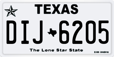 TX license plate DIJ6205
