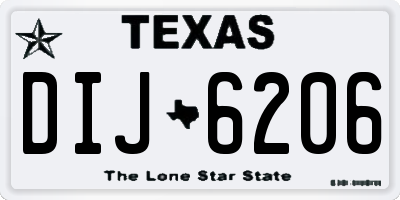 TX license plate DIJ6206