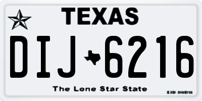 TX license plate DIJ6216