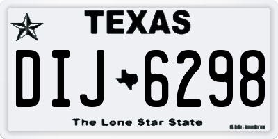 TX license plate DIJ6298
