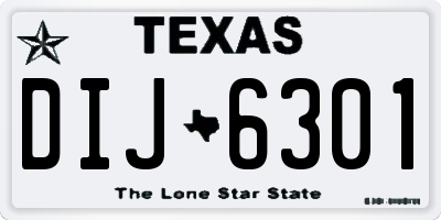 TX license plate DIJ6301