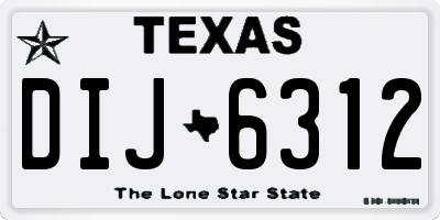 TX license plate DIJ6312