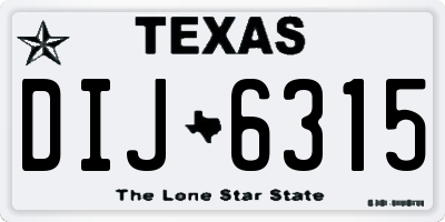 TX license plate DIJ6315