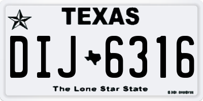 TX license plate DIJ6316