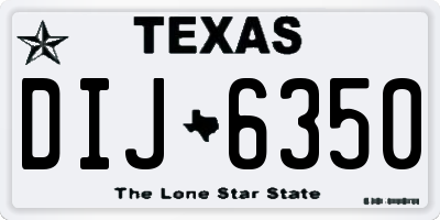 TX license plate DIJ6350