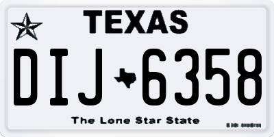 TX license plate DIJ6358