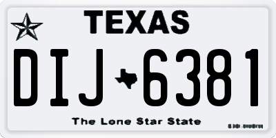 TX license plate DIJ6381