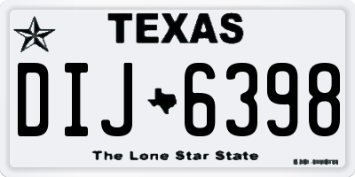 TX license plate DIJ6398