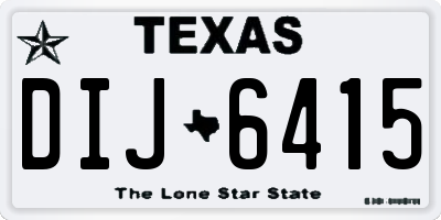 TX license plate DIJ6415