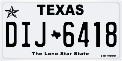 TX license plate DIJ6418