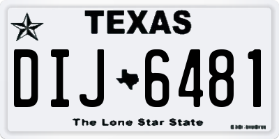 TX license plate DIJ6481