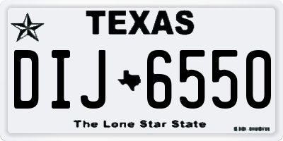 TX license plate DIJ6550