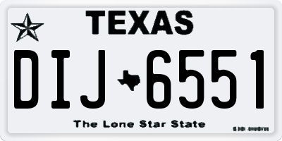 TX license plate DIJ6551